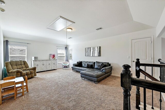2605 Etta May Ln, Leander, TX 78641 - carpeted living room with attic access