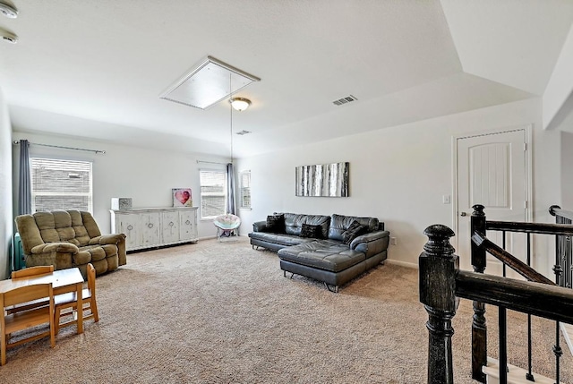 2605 Etta May Ln, Leander, TX 78641 - carpeted living room with attic access