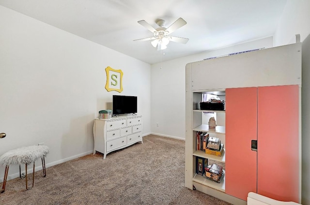2605 Etta May Ln, Leander, TX 78641 - bedroom featuring carpet, baseboards, and ceiling fan