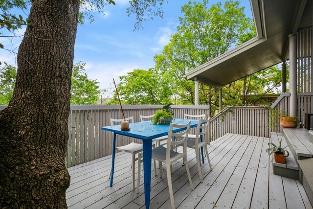 2007 Alameda Dr, Austin, TX 78704 - wooden deck featuring outdoor dining space