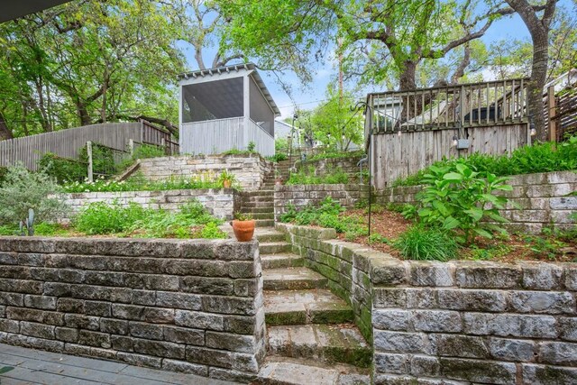 2007 Alameda Dr, Austin, TX 78704 - view of yard with stairway and a sunroom