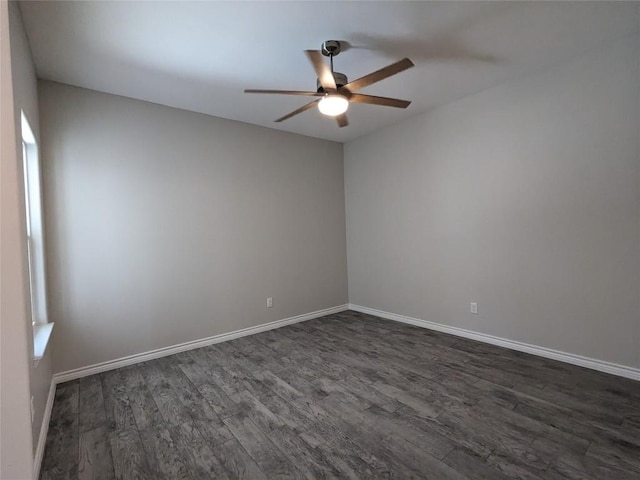 407 Gamel St, Lampasas, TX 76550 - empty room with ceiling fan and dark wood-style flooring