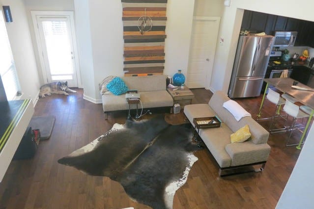 2101 Rivers Edge Way Unit 17, Austin, TX 78741 - living room featuring hardwood / wood-style flooring and baseboards