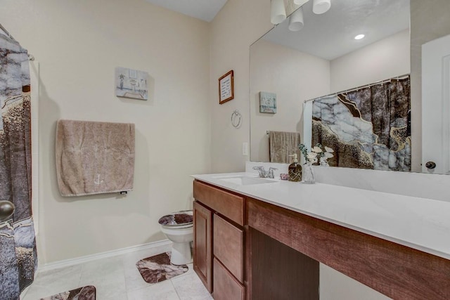 285 Kat Garnet Dr, Kyle, TX 78640 - bathroom with vanity, tile patterned floors, and curtained shower