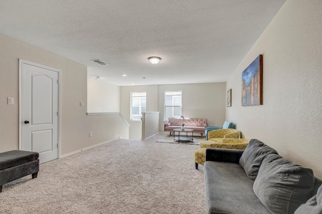 285 Kat Garnet Dr, Kyle, TX 78640 - living area with carpet floors and a textured ceiling