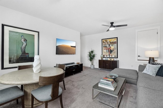 744 Buffalo Trl, Liberty Hill, TX 78642 - carpeted living area with a ceiling fan