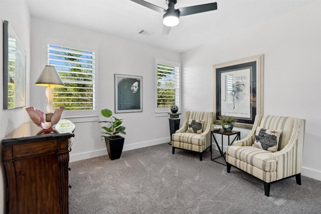 744 Buffalo Trl, Liberty Hill, TX 78642 - sitting room featuring carpet flooring and ceiling fan