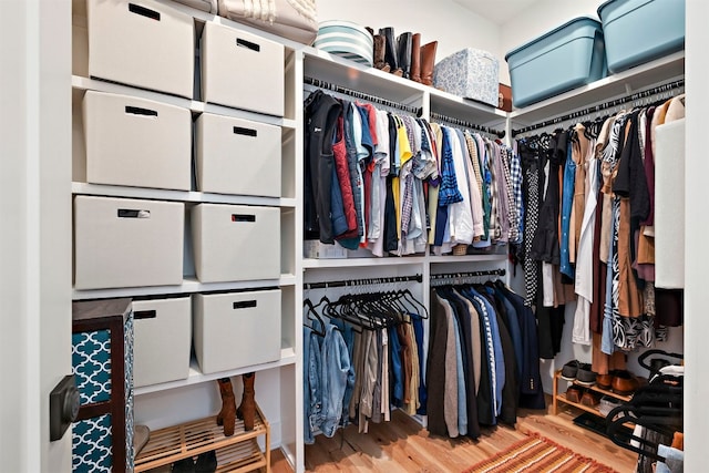 spacious closet featuring wood finished floors