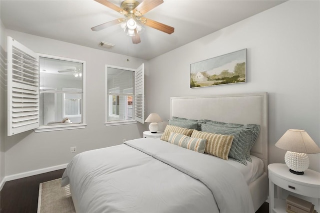 8613 Columbia Falls Dr, Round Rock, TX 78681 - bedroom featuring wood finished floors and a ceiling fan