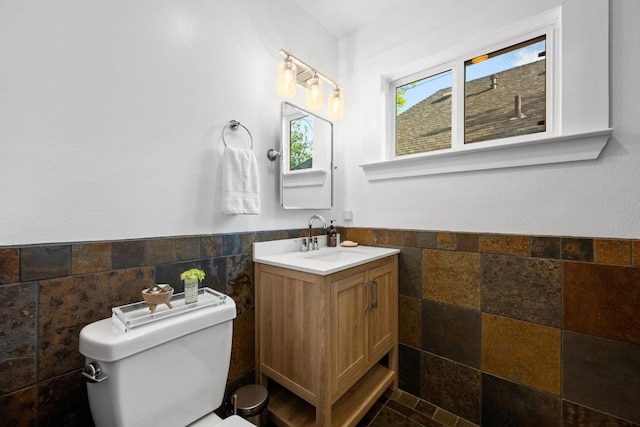 1802 Eva St, Austin, TX 78704 - bathroom with tile walls, toilet, and vanity