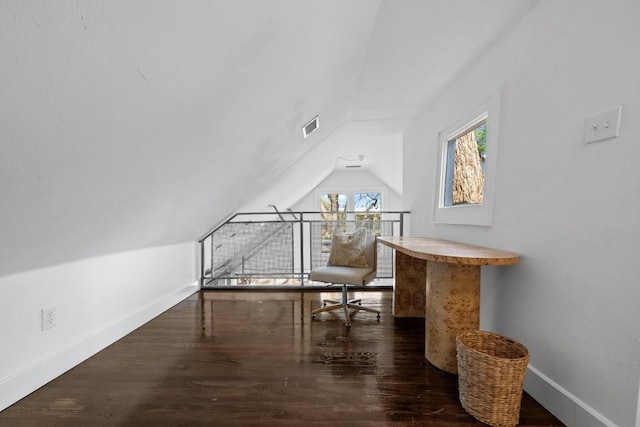 1802 Eva St, Austin, TX 78704 - additional living space with vaulted ceiling, baseboards, and wood finished floors
