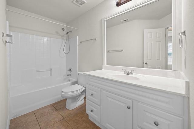 2832 Mission Tejas Dr, Pflugerville, TX 78660 - full bathroom with tile patterned floors, toilet, vanity, and  shower combination