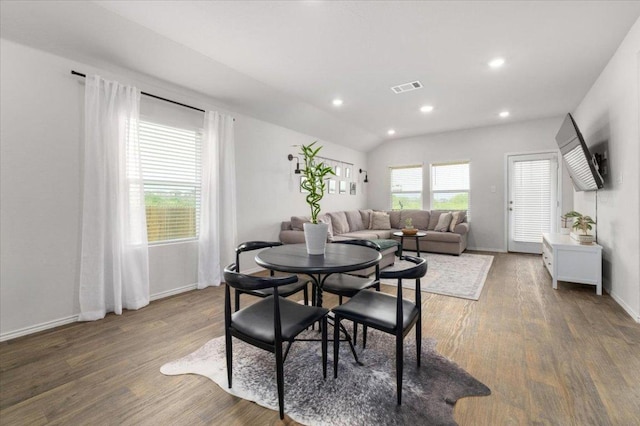 249 Calgary Ln, San Marcos, TX 78666 - dining space featuring wood finished floors, baseboards, and recessed lighting