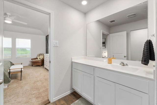 249 Calgary Ln, San Marcos, TX 78666 - bathroom featuring vanity and ceiling fan