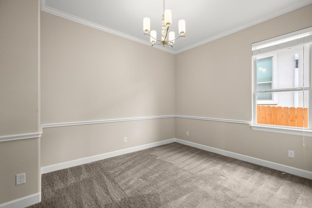 6009 Empresa Dr, Austin, TX 78738 - carpeted spare room with a chandelier, baseboards, and crown molding