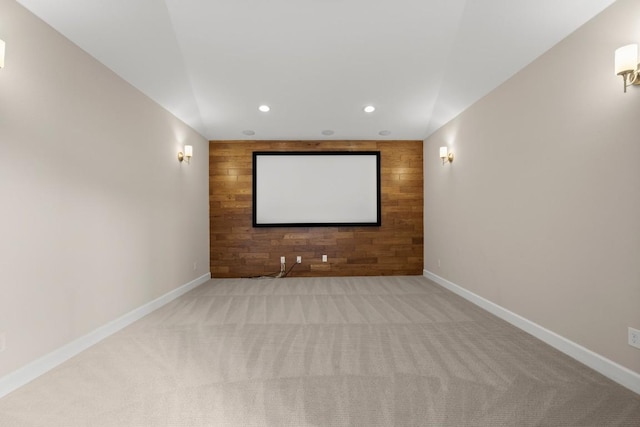 6009 Empresa Dr, Austin, TX 78738 - home theater with recessed lighting, carpet floors, wood walls, and baseboards