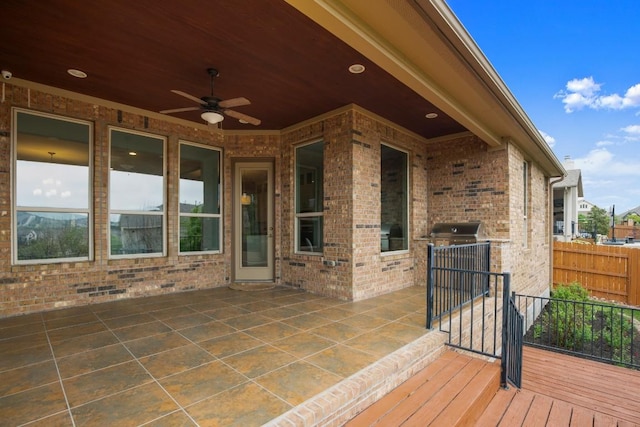 6009 Empresa Dr, Austin, TX 78738 - deck featuring a ceiling fan, a patio area, and grilling area