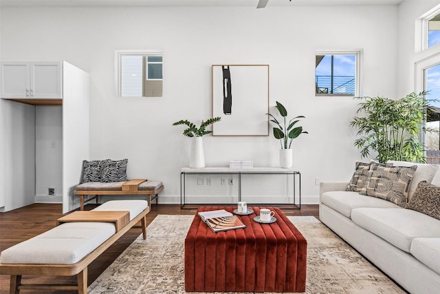 6020 Sendero Hills Pkwy, Austin, TX 78724 - living area featuring wood finished floors and ceiling fan