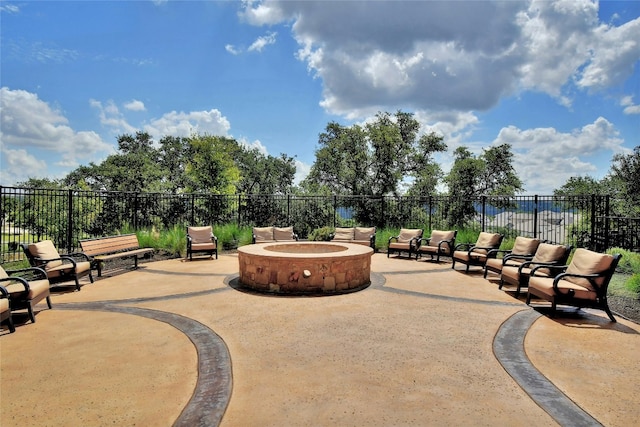 3925 Good Night Trl, Leander, TX 78641 - view of community with a patio and an outdoor living space with a fire pit