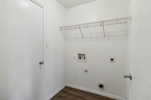 804 Lavaca Loop, Elgin, TX 78621 - laundry room with washer hookup, hookup for an electric dryer, gas dryer hookup, and dark wood-style floors