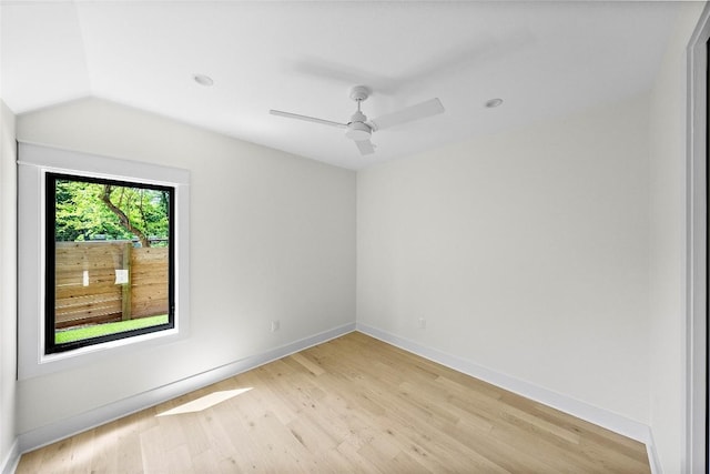 3306 Larry Ln Unit B, Austin, TX 78722 - empty room featuring light wood finished floors, a ceiling fan, and lofted ceiling