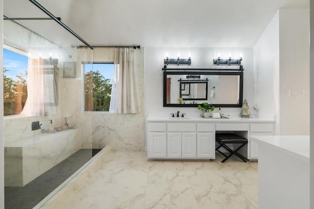 5204 Eagle Trace Trl, Austin, TX 78730 - full bathroom featuring plenty of natural light, marble finish flooring, and vanity