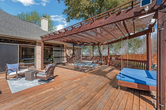 3028 Indigo Trl, Round Rock, TX 78665 - wooden deck featuring a pergola and outdoor lounge area