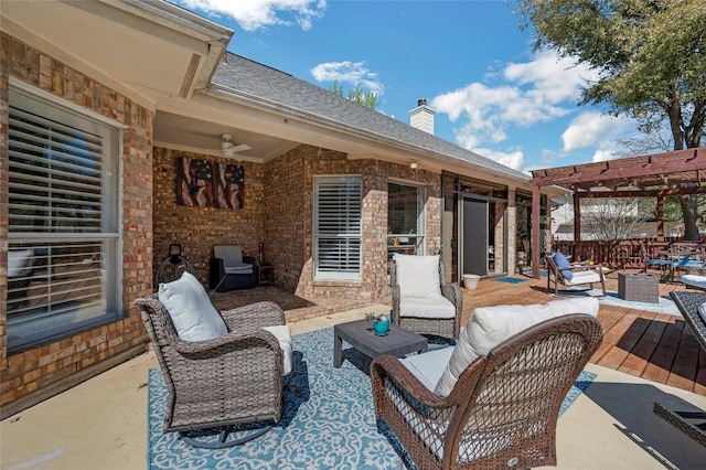 3028 Indigo Trl, Round Rock, TX 78665 - view of patio with a deck, a pergola, and ceiling fan