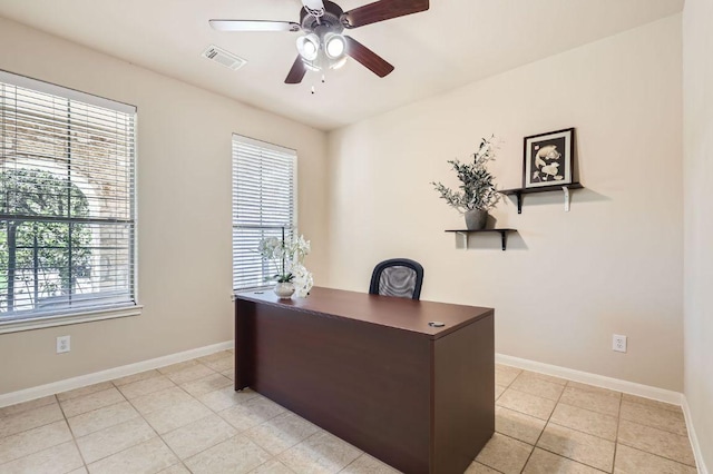 2920 Agave Loop, Round Rock, TX 78681 - office with ceiling fan and light tile patterned flooring
