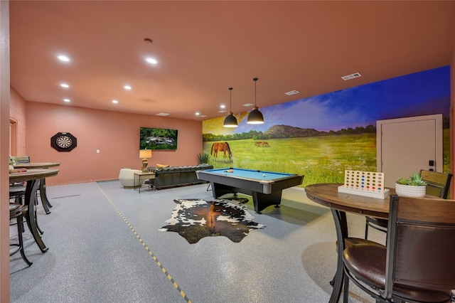 1174 Royal Eagle Dr, Fischer, TX 78623 - rec room featuring recessed lighting, billiards table, and baseboards