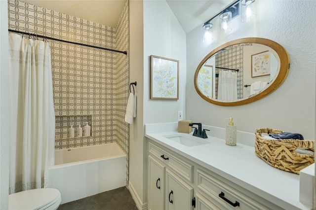 1174 Royal Eagle Dr, Fischer, TX 78623 - bathroom featuring vanity, toilet, and shower / bath combo with shower curtain