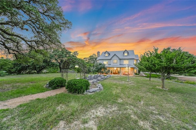 1174 Royal Eagle Dr, Fischer, TX 78623 - view of front of house featuring a lawn and metal roof