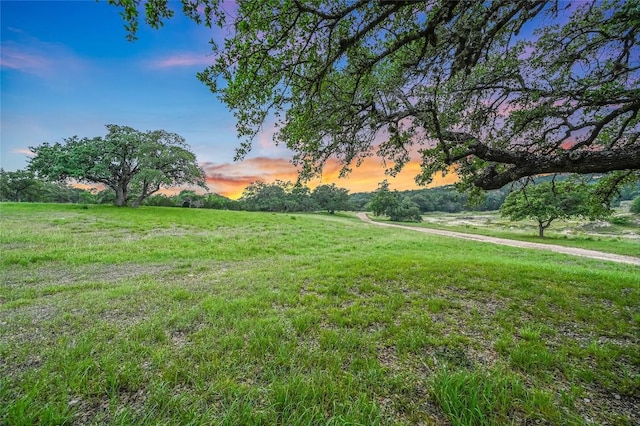 1174 Royal Eagle Dr, Fischer, TX 78623 - yard at dusk featuring a rural view and a lawn