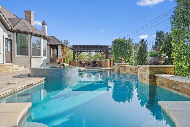 436 Santaluz Path, Austin, TX 78732 - view of swimming pool featuring a pergola, a patio area, and a pool with connected hot tub