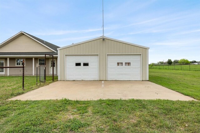 garage featuring fence