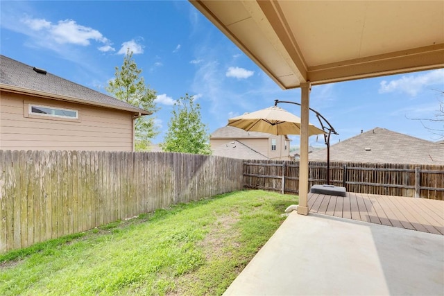 view of yard featuring a fenced backyard