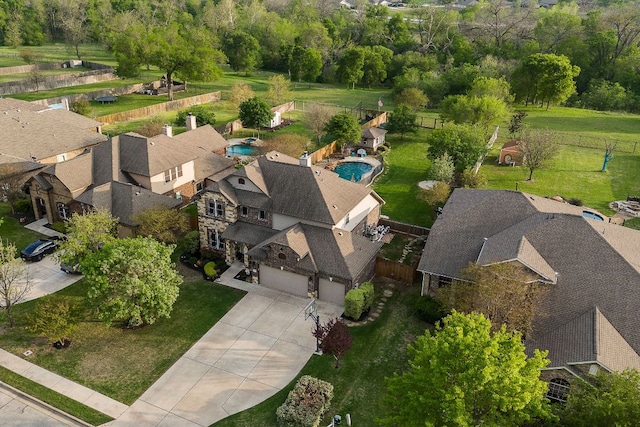 aerial view with a residential view