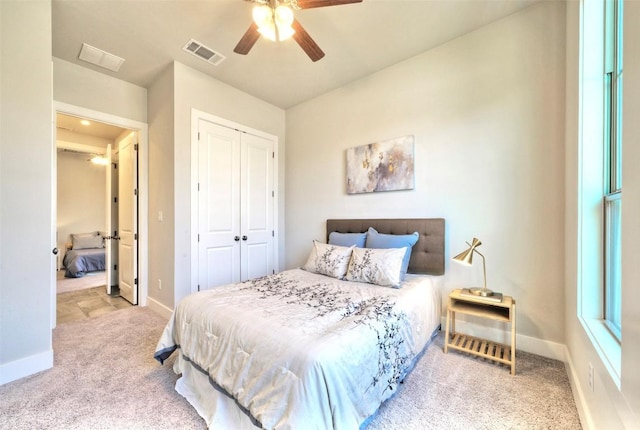 12113 Beautybrush Dr, Austin, TX 78738 - bedroom featuring carpet, a closet, and ceiling fan