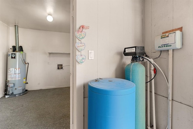 utility room with gas water heater