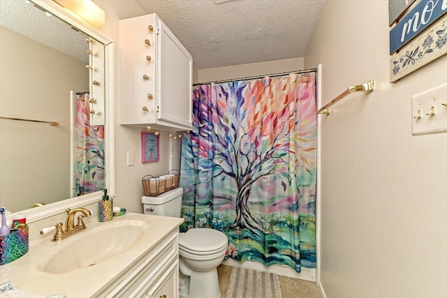 1306 Daytona Dr, Austin, TX 78733 - full bath with a textured ceiling, vanity, and a shower with shower curtain