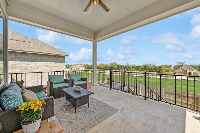 113 Cibolo Creek Loop, Bastrop, TX 78602 - view of patio / terrace featuring ceiling fan and an outdoor living space