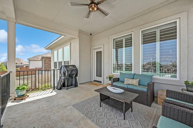 113 Cibolo Creek Loop, Bastrop, TX 78602 - view of patio / terrace with a ceiling fan and outdoor lounge area