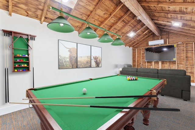 904 Fisher St, Taylor, TX 76574 - game room with wood ceiling, carpet, and billiards