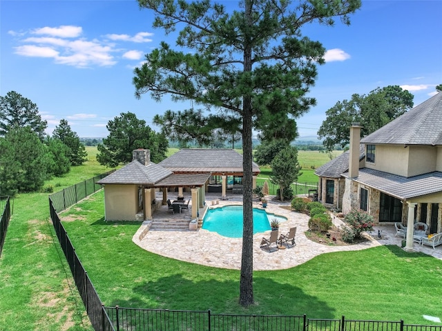 106 Elm Ct, Bastrop, TX 78602 - view of swimming pool featuring a fenced backyard and a patio area