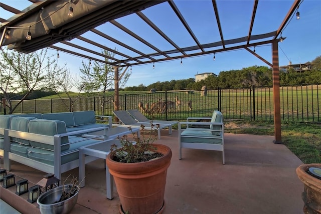 20700 Deep Crk, Lago Vista, TX 78645 - view of patio / terrace featuring an outdoor living space and a pergola