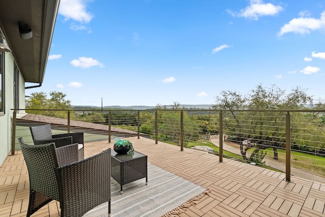 4004 Cloudy Ridge Rd, Austin, TX 78734 - view of patio / terrace featuring a balcony and a mountain view