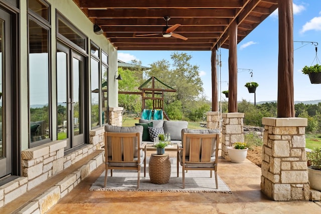 4004 Cloudy Ridge Rd, Austin, TX 78734 - view of patio / terrace featuring a ceiling fan