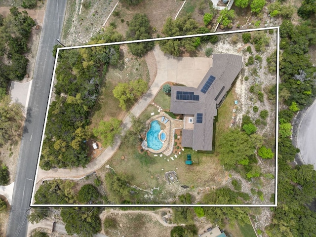 4004 Cloudy Ridge Rd, Austin, TX 78734 - aerial view of property and surrounding area with property boundaries highlighted and a pool