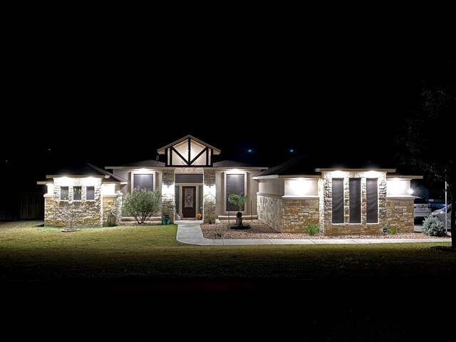 2129 Woodland Bend Rd, Salado, TX 76571 - view of front of home featuring stone siding and a yard
