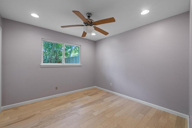 8702 Willowick Dr, Austin, TX 78759 - spare room featuring ceiling fan, light wood-style floors, and recessed lighting